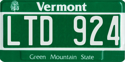 VT license plate LTD924