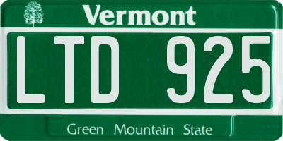 VT license plate LTD925