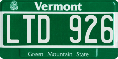 VT license plate LTD926