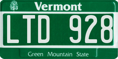 VT license plate LTD928