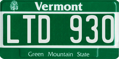 VT license plate LTD930