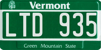 VT license plate LTD935
