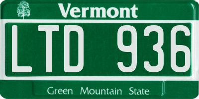 VT license plate LTD936