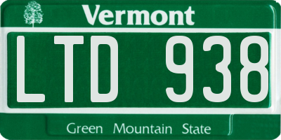 VT license plate LTD938