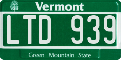 VT license plate LTD939