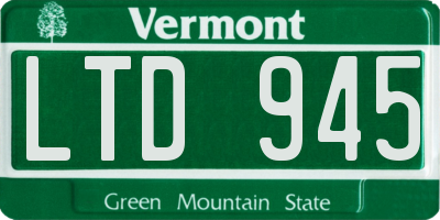 VT license plate LTD945