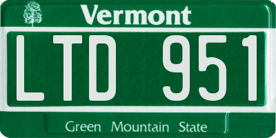 VT license plate LTD951