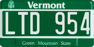 VT license plate LTD954