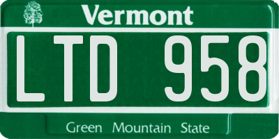 VT license plate LTD958