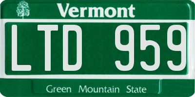 VT license plate LTD959