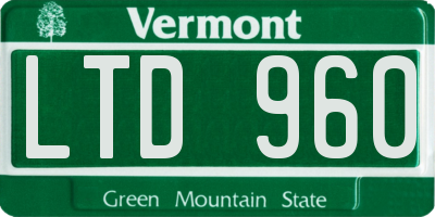 VT license plate LTD960