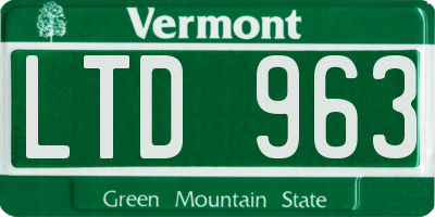 VT license plate LTD963