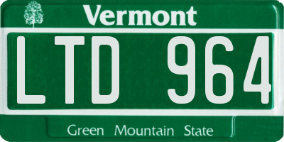 VT license plate LTD964