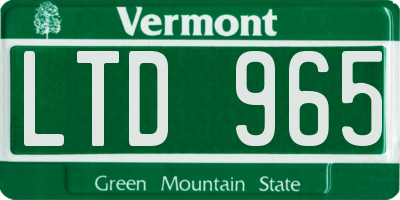 VT license plate LTD965