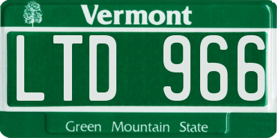VT license plate LTD966