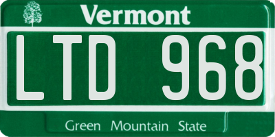 VT license plate LTD968