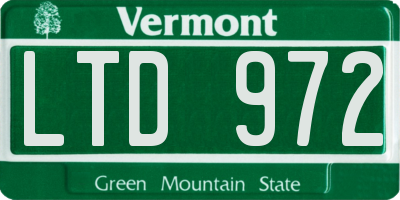 VT license plate LTD972