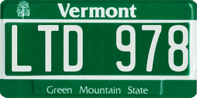 VT license plate LTD978