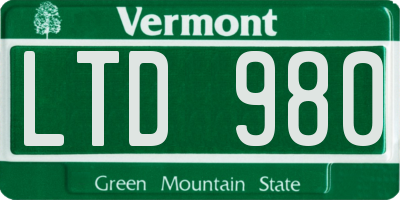 VT license plate LTD980