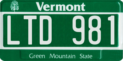 VT license plate LTD981