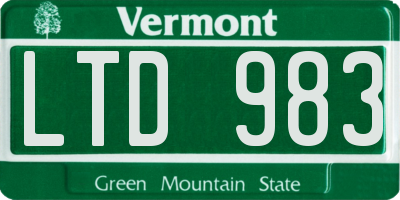 VT license plate LTD983