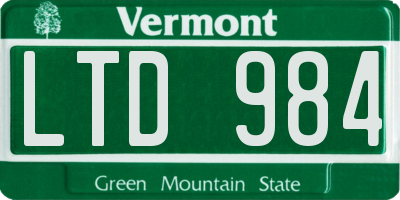 VT license plate LTD984