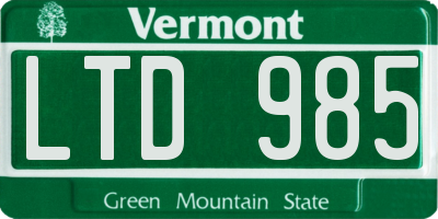 VT license plate LTD985