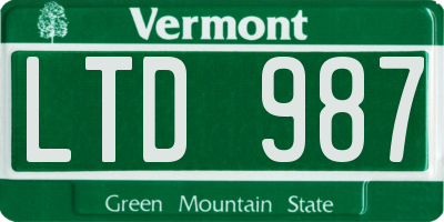 VT license plate LTD987