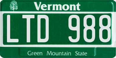 VT license plate LTD988
