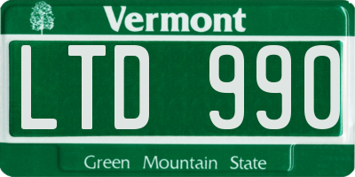 VT license plate LTD990