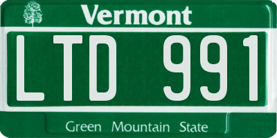 VT license plate LTD991
