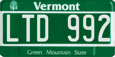 VT license plate LTD992