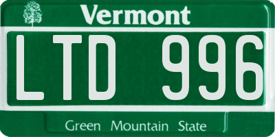 VT license plate LTD996