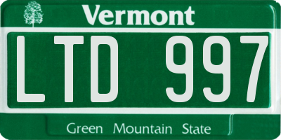 VT license plate LTD997