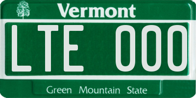 VT license plate LTE000