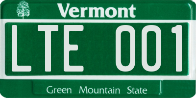 VT license plate LTE001