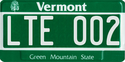 VT license plate LTE002