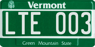 VT license plate LTE003
