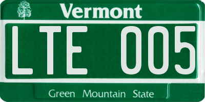 VT license plate LTE005