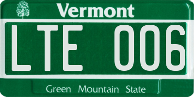 VT license plate LTE006