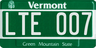 VT license plate LTE007