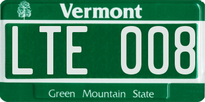 VT license plate LTE008