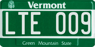 VT license plate LTE009