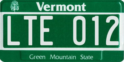 VT license plate LTE012