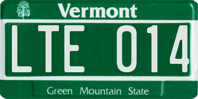VT license plate LTE014