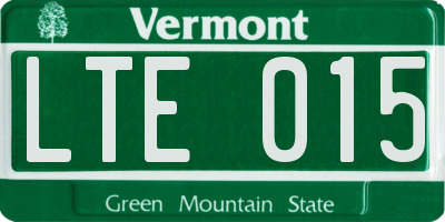 VT license plate LTE015