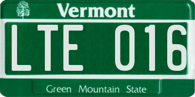 VT license plate LTE016
