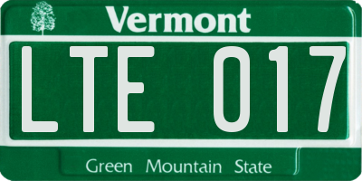 VT license plate LTE017