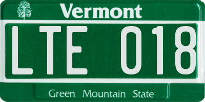VT license plate LTE018