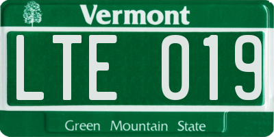 VT license plate LTE019